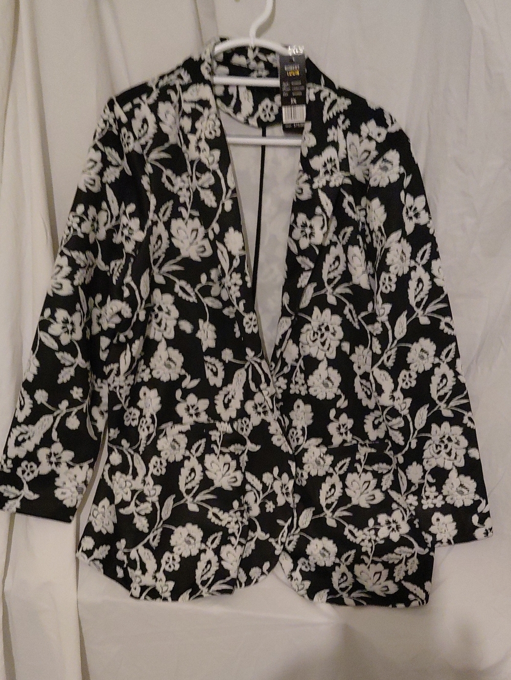Robert Louis Black and White Floral Blazer